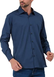 JEEL Langarmhemd Herren Hemd Slim Fit Blau/Dunkelblau/Hellblau
