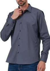 JEEL Langarmhemd Herren Hemd Slim Fit Dunkelblau/Grau/Blau