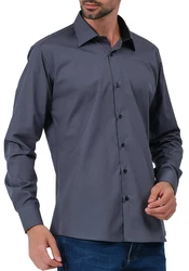 JEEL Langarmhemd Herren Hemd Slim Fit Dunkelblau/Grau/Blau