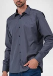 JEEL Langarmhemd Herren Hemd Slim Fit Dunkelblau/Grau/Blau