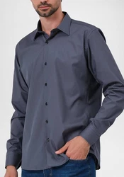 JEEL Langarmhemd Herren Hemd Slim Fit Dunkelblau/Grau/Blau