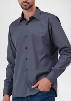 JEEL Langarmhemd Herren Hemd Slim Fit Dunkelblau/Grau/Blau