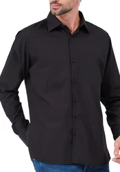 JEEL Langarmhemd Herren Hemd Slim Fit Schwarz/Hellblau