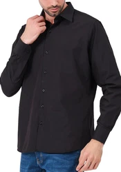 JEEL Langarmhemd Herren Hemd Slim Fit Schwarz/Hellblau