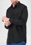 JEEL Langarmhemd Herren Hemd Slim Fit Schwarz/Hellblau