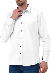 JEEL Langarmhemd Herren Hemd Slim Fit Weiß/Creme