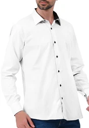 JEEL Langarmhemd Herren Hemd Slim Fit Weiß/Creme