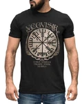 Neverless Herren T-Shirt Vegvisir Runenkompass Schwarz/Beige/Lila