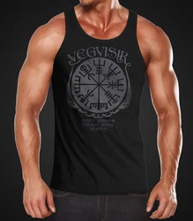 Neverless Tanktop Herren Vegvisir Runenkompass Mythologie Schwarz/Rot/Dunkelblau