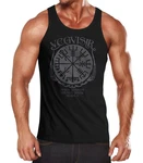 Neverless Tanktop Herren Vegvisir Runenkompass Mythologie Schwarz/Rot/Dunkelblau