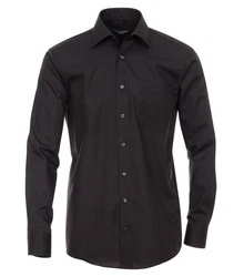 CASAMODA Langarmhemd Comfort Fit NOS Schwarz/Grau/Dunkelbraun