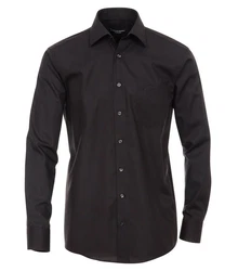 CASAMODA Langarmhemd Comfort Fit Schwarz/Grau/Dunkelbraun