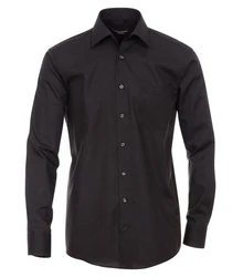 CASAMODA Langarmhemd Comfort Fit NOS Schwarz/Grau/Dunkelbraun