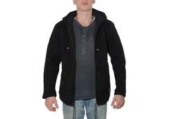 KUNST UND MAGIE Kapuzenstrickjacke Herren Schwarz/Dunkelgrau/Braun