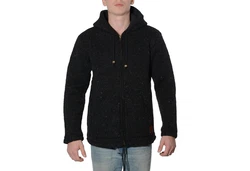 KUNST UND MAGIE Kapuzenstrickjacke Herren Schwarz/Dunkelgrau/Braun
