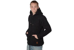 KUNST UND MAGIE Kapuzenstrickjacke Herren Schwarz/Dunkelgrau/Braun