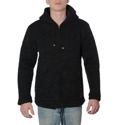KUNST UND MAGIE Kapuzenstrickjacke Herren Schwarz/Dunkelgrau/Braun