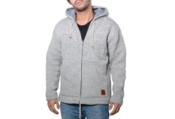 KUNST UND MAGIE Kapuzenstrickjacke Herren Grau/Hellgrau