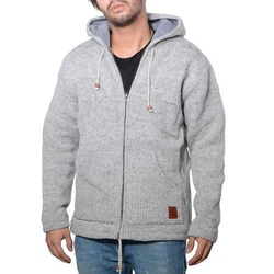 KUNST UND MAGIE Kapuzenstrickjacke Herren Grau/Hellgrau