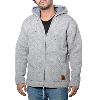 KUNST UND MAGIE Kapuzenstrickjacke Herren Grau/Hellgrau
