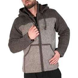 Trachtenstrickjacke Klassische Herren Strickjacke Wolle abnehmbare Kapuze Baumwollfutter