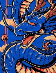 style3 T-Shirt Magical Dragon Super Dragonball Z GT Songoku DBZ Daima Blau/Dunkelblau