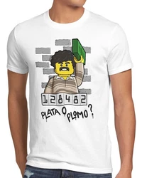 style3 T-Shirt Pablo Escobar Plata o Plomo Weiß/Grau