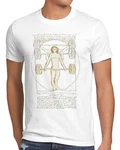 style3 T-Shirt Mensch mit Langhantel Fitness-Studio Sport Muskelaufbau Weiß/Creme/Dunkelblau