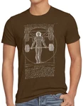 style3 T-Shirt Mensch mit Langhantel Fitness-Studio Sport Muskelaufbau Dunkelgrün/Khaki/Braun/Dunkelbraun