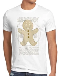 style3 T-Shirt Vitruvianischer Lebkuchenmann Braun/Weiß