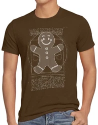 style3 T-Shirt Vitruvianischer Lebkuchenmann Dunkelbraun/Braun/Khaki