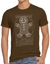 style3 T-Shirt Vitruvianischer Lebkuchenmann Dunkelbraun/Braun/Khaki
