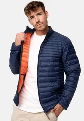 Indicode Herren Islington Steppjacke mit Stehkragen Dunkelblau/Hellblau