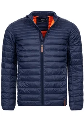 Indicode Herren Islington Steppjacke mit Stehkragen Dunkelblau/Hellblau
