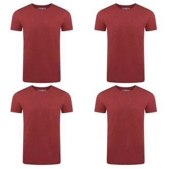 riverso T-Shirt RIVAaron O-Neck 4er Pack Dunkelrot/Rot/Bordeaux