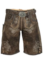 Krüger Trachtenlederhose Trachtenlook Helios Arijus Herren Braun/Khaki/Dunkelbraun