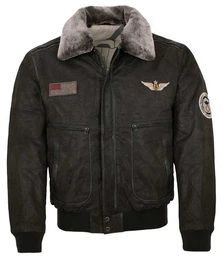 Lederjacke Laslo - Herren Lederjacke Fliegerjacke echtes Leder dunkelbraun