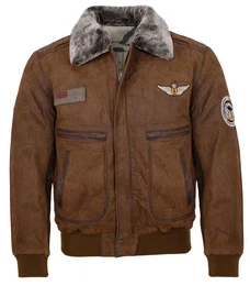 Lederjacke Laslo - Herren Lederjacke Fliegerjacke echtes Leder cognac