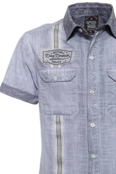 KingKerosin Kurzarmhemd Motor Service Workwear Style Grau/Blau/Hellgrau/Hellblau