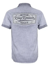 KingKerosin Kurzarmhemd Motor Service Workwear Style Grau/Blau/Hellgrau/Hellblau