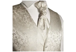 Paul Malone Anzugweste Herren Hochzeitsweste mit Plastron Set (V) elfenbein (V41)