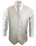 Paul Malone Anzugweste Herren Hochzeitsweste mit Plastron Set (V) elfenbein (V41)