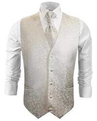 Paul Malone Anzugweste Herren Hochzeitsweste mit Plastron Set (V) elfenbein (V41)