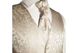 Paul Malone Anzugweste Herren Hochzeitsweste mit Plastron Set (V) champagner (V18)