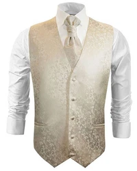 Paul Malone Anzugweste Herren Hochzeitsweste mit Plastron Set (V) champagner (V18)