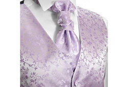 Paul Malone Anzugweste Herren Hochzeitsweste mit Plastron Set (V) lila/flieder (V93)