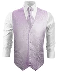 Paul Malone Anzugweste Herren Hochzeitsweste mit Plastron Set (V) lila/flieder (V93)