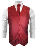 Paul Malone Anzugweste Herren Hochzeitsweste mit Plastron Set (V) bordeaux/rot (V95)