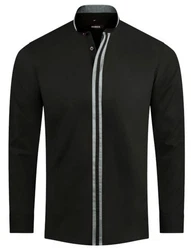 Huber Hemden Langarmhemd HU-0084 Hoher Stehkragen Verdeckte Leiste Regular Fit HU-0084