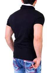 Reslad T-Shirt RS-05 Schalkragen Dunkelblau/Hellblau/Blau